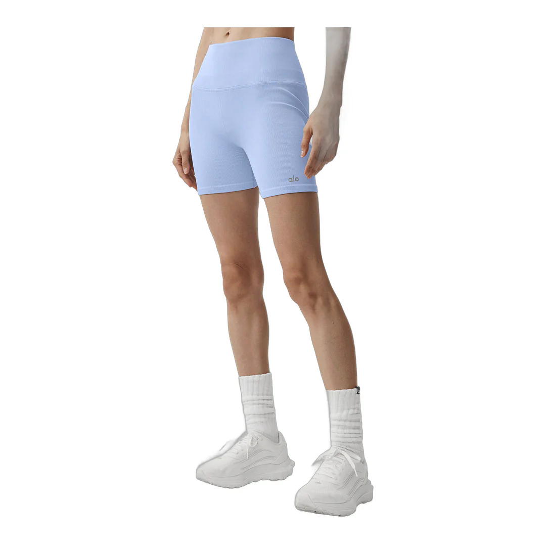 alo 5" Seamless Ribbed Favorite Short - Light Provence Blue