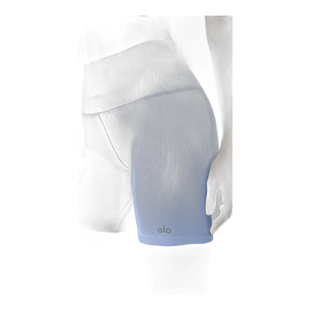 alo 5" Seamless Ribbed Favorite Short - Light Provence Blue - Image 2