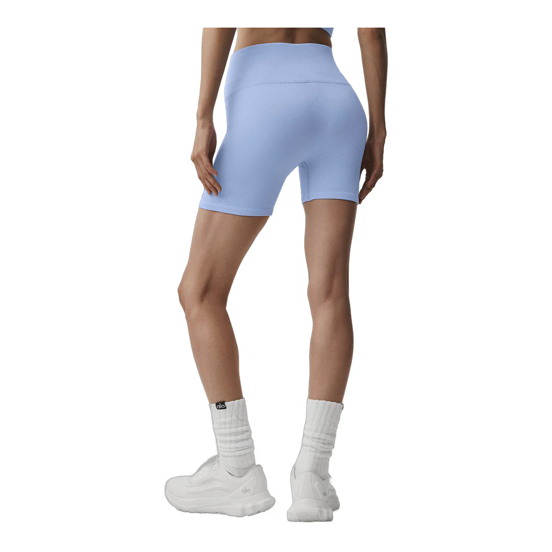 alo 5" Seamless Ribbed Favorite Short - Light Provence Blue - Image 3