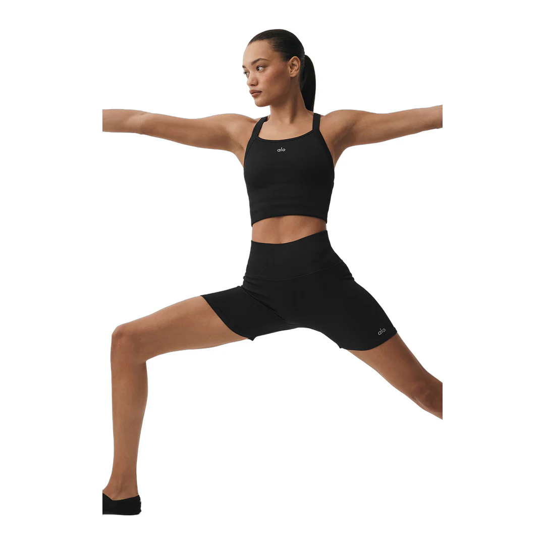 alo 5" Seamless Ribbed Favorite Short - Black - Image 5