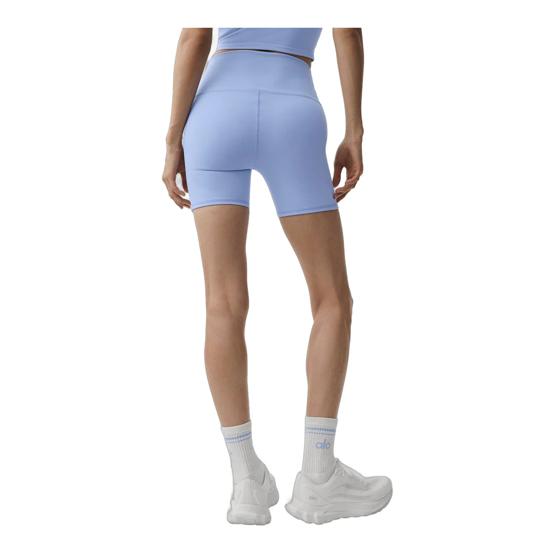 alo 5" Airbrush High-Waist Biker Short - Light Provence Blue - Image 2