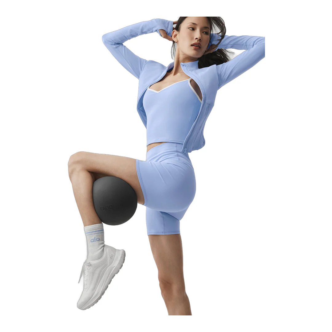 alo 5" Airbrush High-Waist Biker Short - Light Provence Blue - Image 3