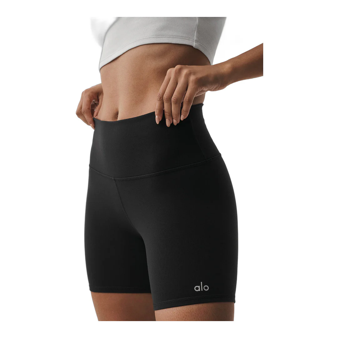 alo 5" Airbrush High-Waist Biker Short - Black - Image 3