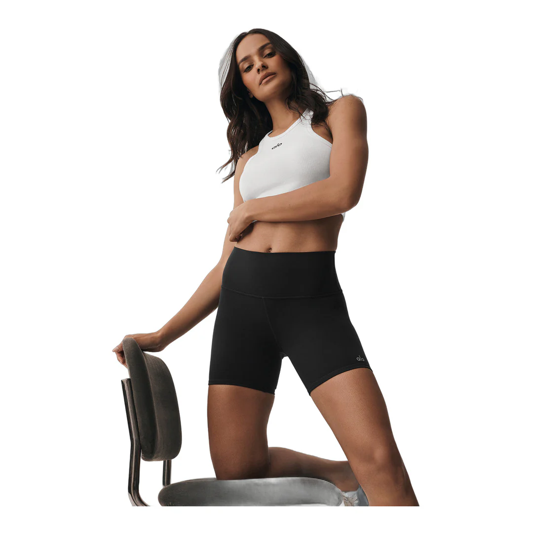alo 5" Airbrush High-Waist Biker Short - Black - Image 5