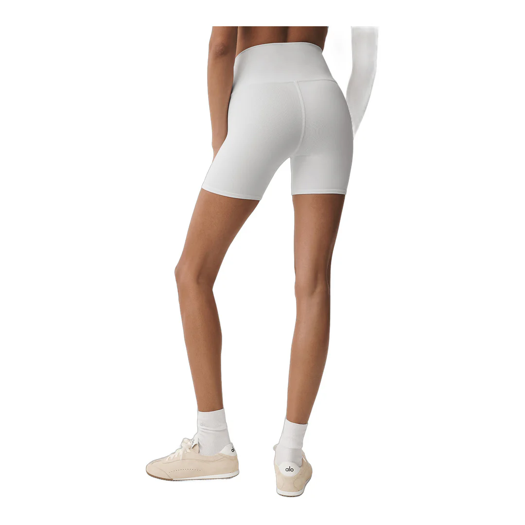 alo 5" Airbrush High-Waist Biker Short - White - Image 2