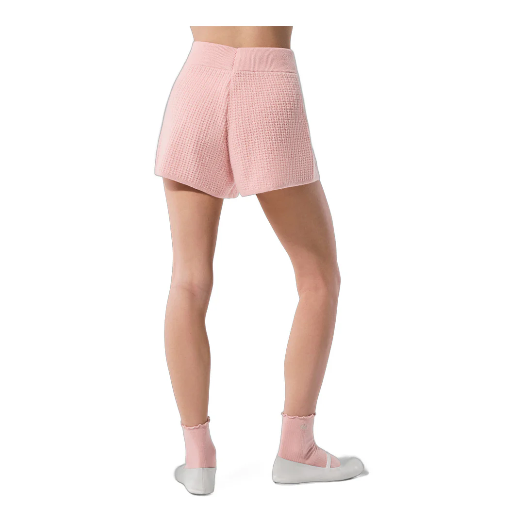 alo Cashmere High-Waist Plush Waffle Short - Pink Quartz - Image 3