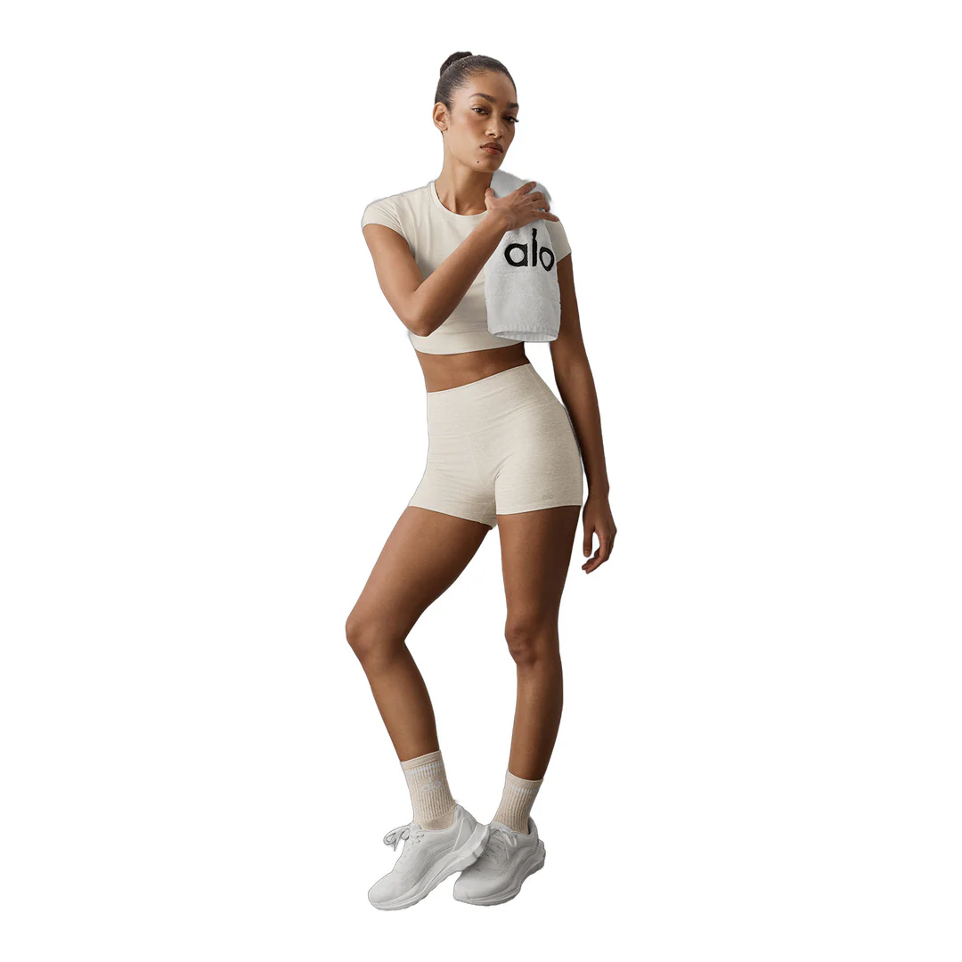alo 3" Alosoft High-Waist Carefree Short - Oatmeal Heather - Image 5