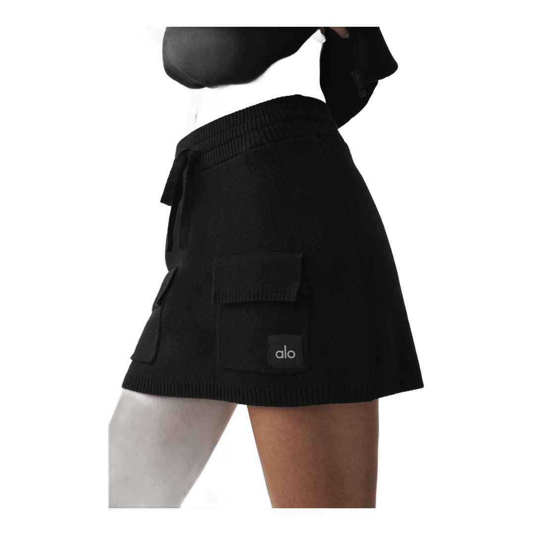 alo Scholar Knit Cargo Skirt - Black - Image 2
