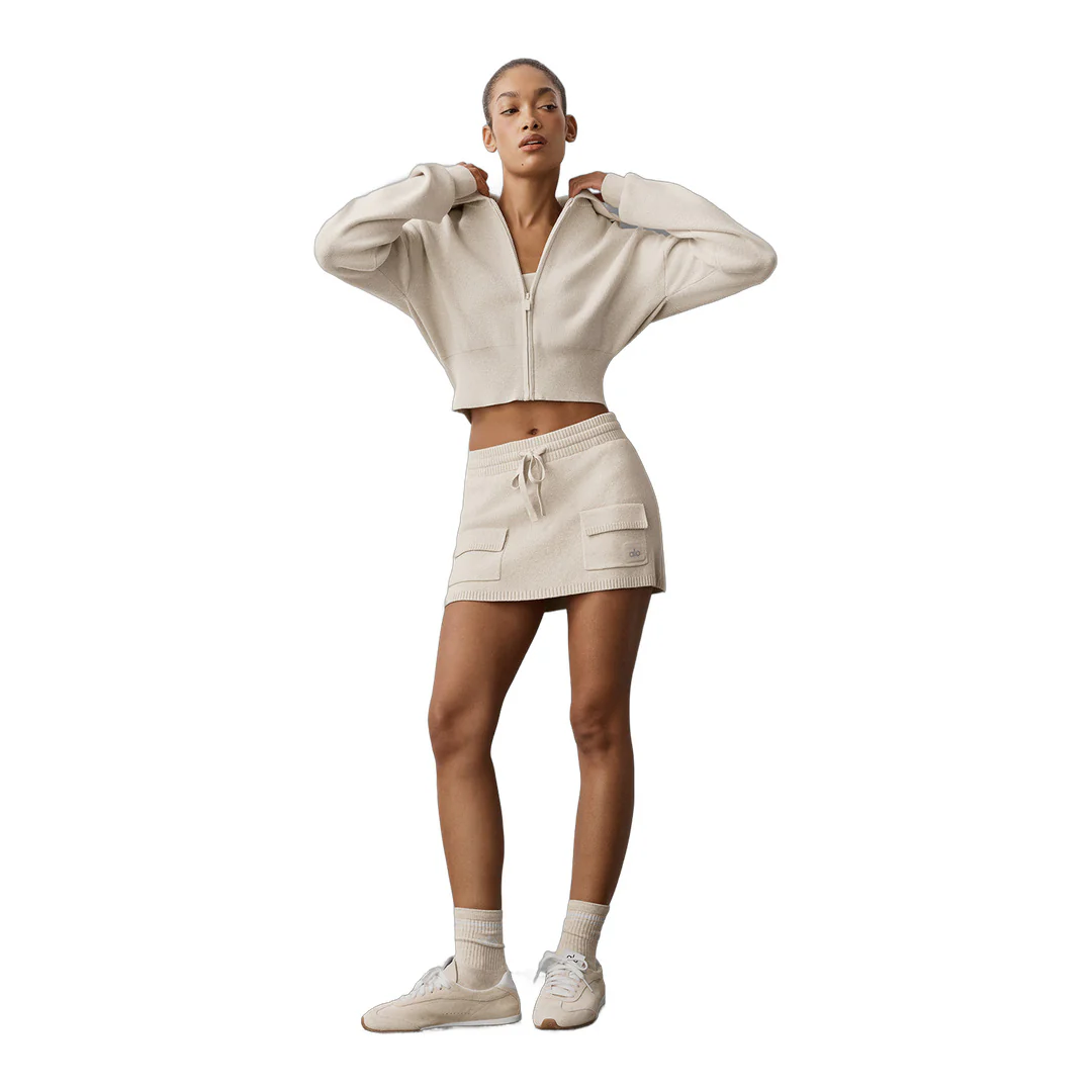 alo Scholar Knit Cargo Skirt - Oatmeal Heather