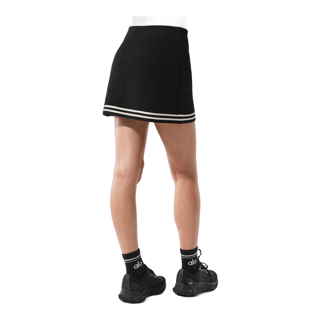 alo Tennis Club Sweater Knit Skirt - Black/Ivory - Image 3