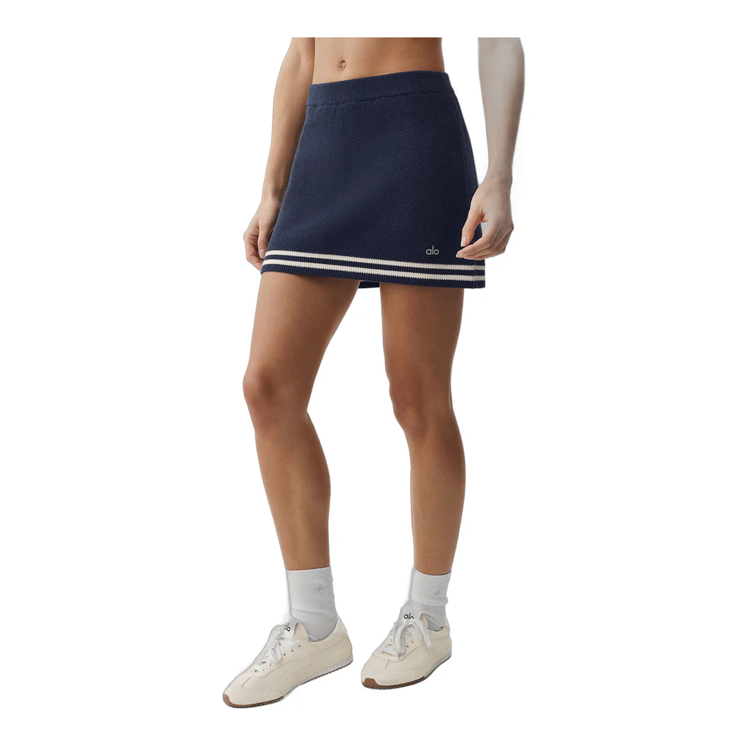 alo Tennis Club Sweater Knit Skirt - Navy/Ivory
