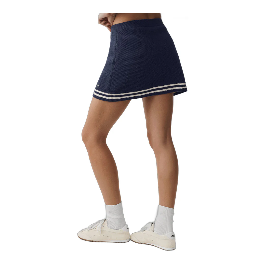 alo Tennis Club Sweater Knit Skirt - Navy/Ivory - Image 3
