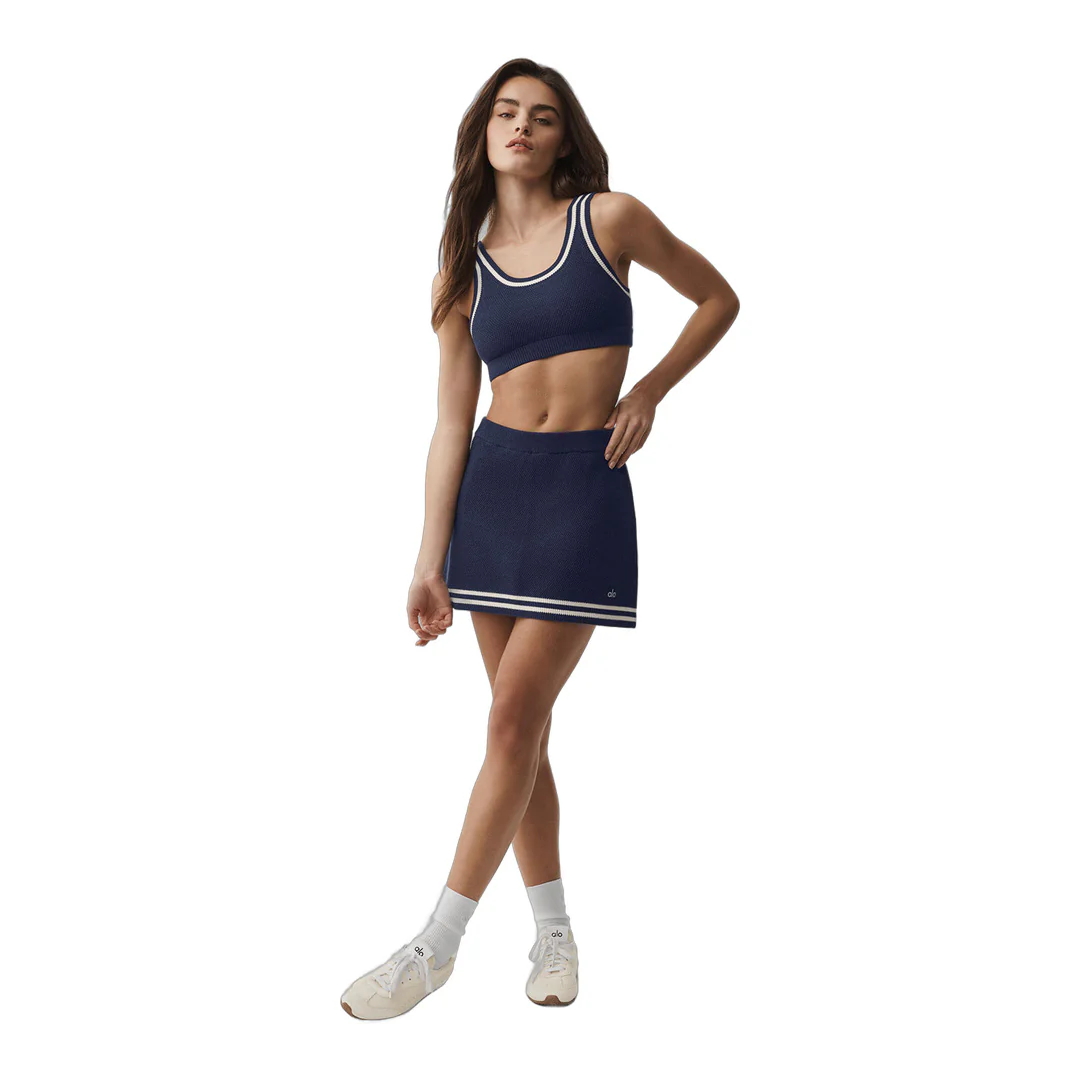 alo Tennis Club Sweater Knit Skirt - Navy/Ivory - Image 4