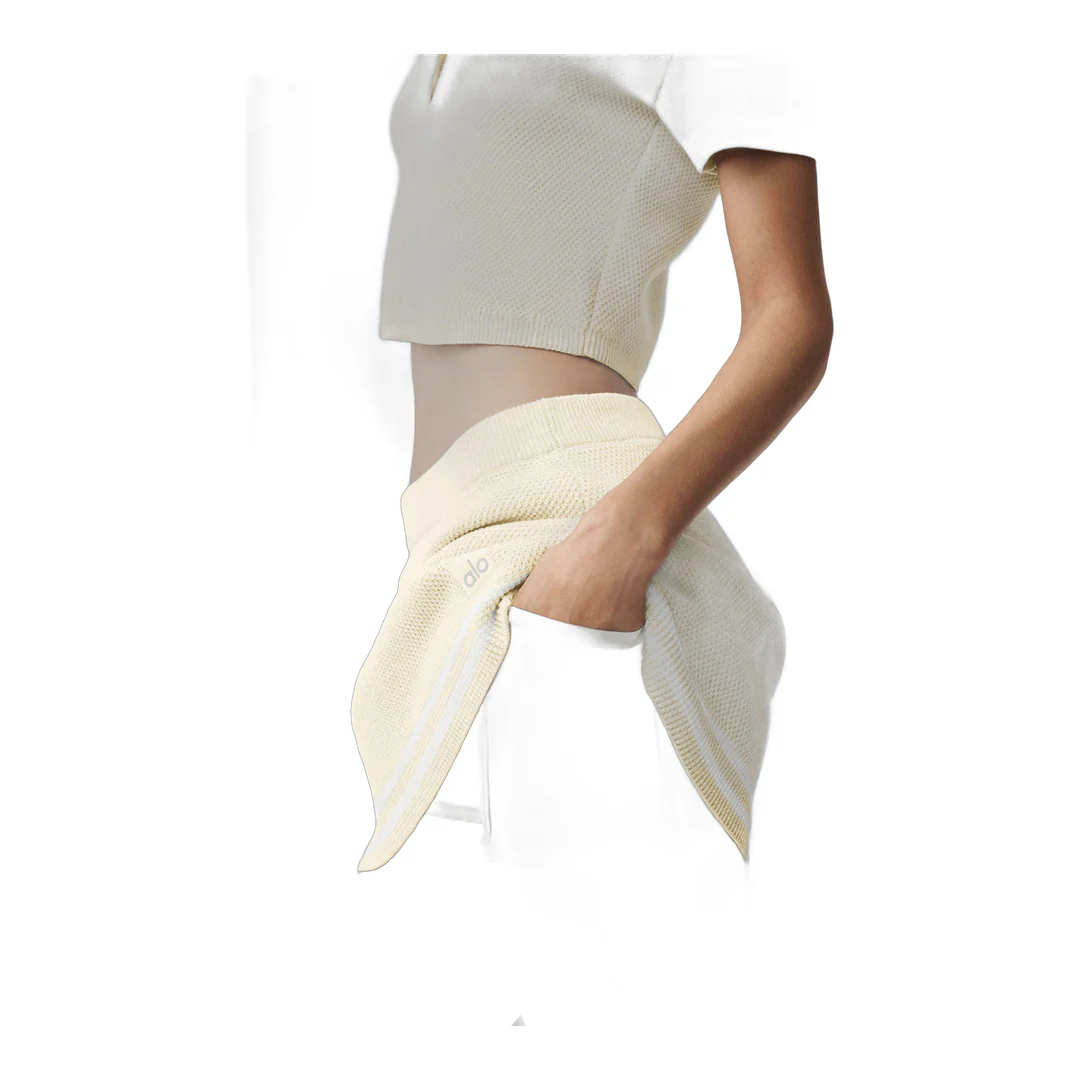 alo Tennis Club Sweater Knit Skirt - Oatmeal/White - Image 2