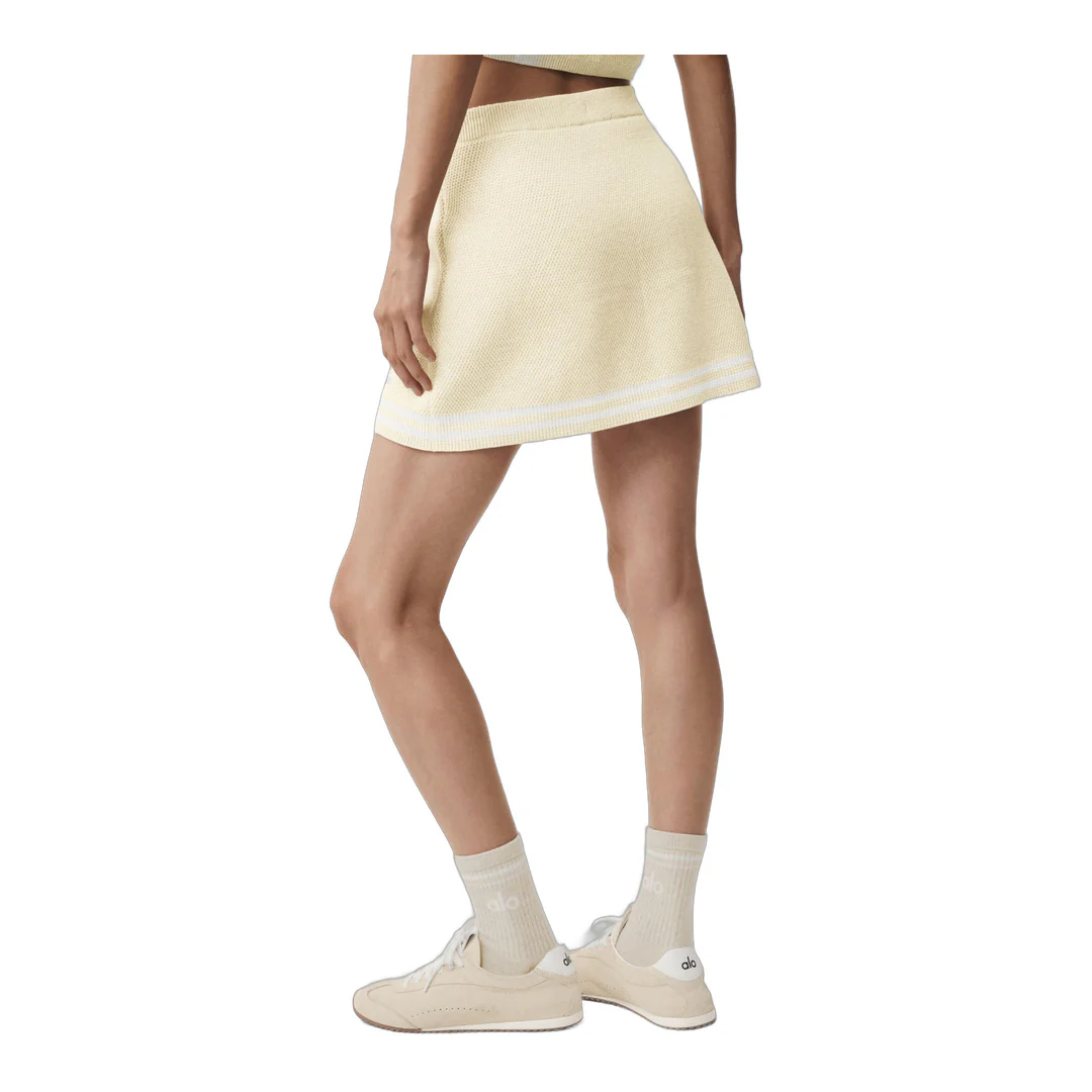 alo Tennis Club Sweater Knit Skirt - Oatmeal/White - Image 4