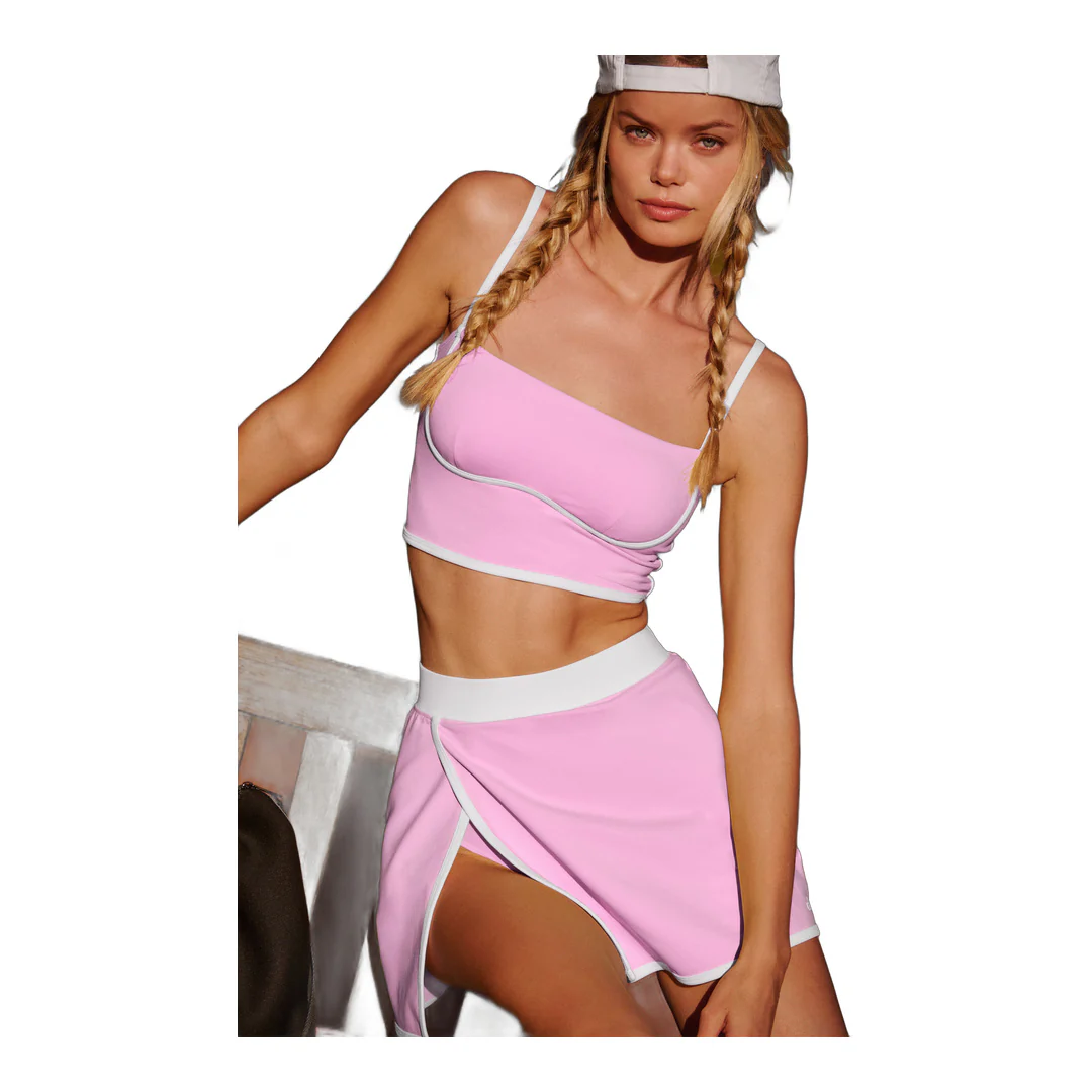 alo Airbrush Streamlined Skirt - Candy Heart Pink/White