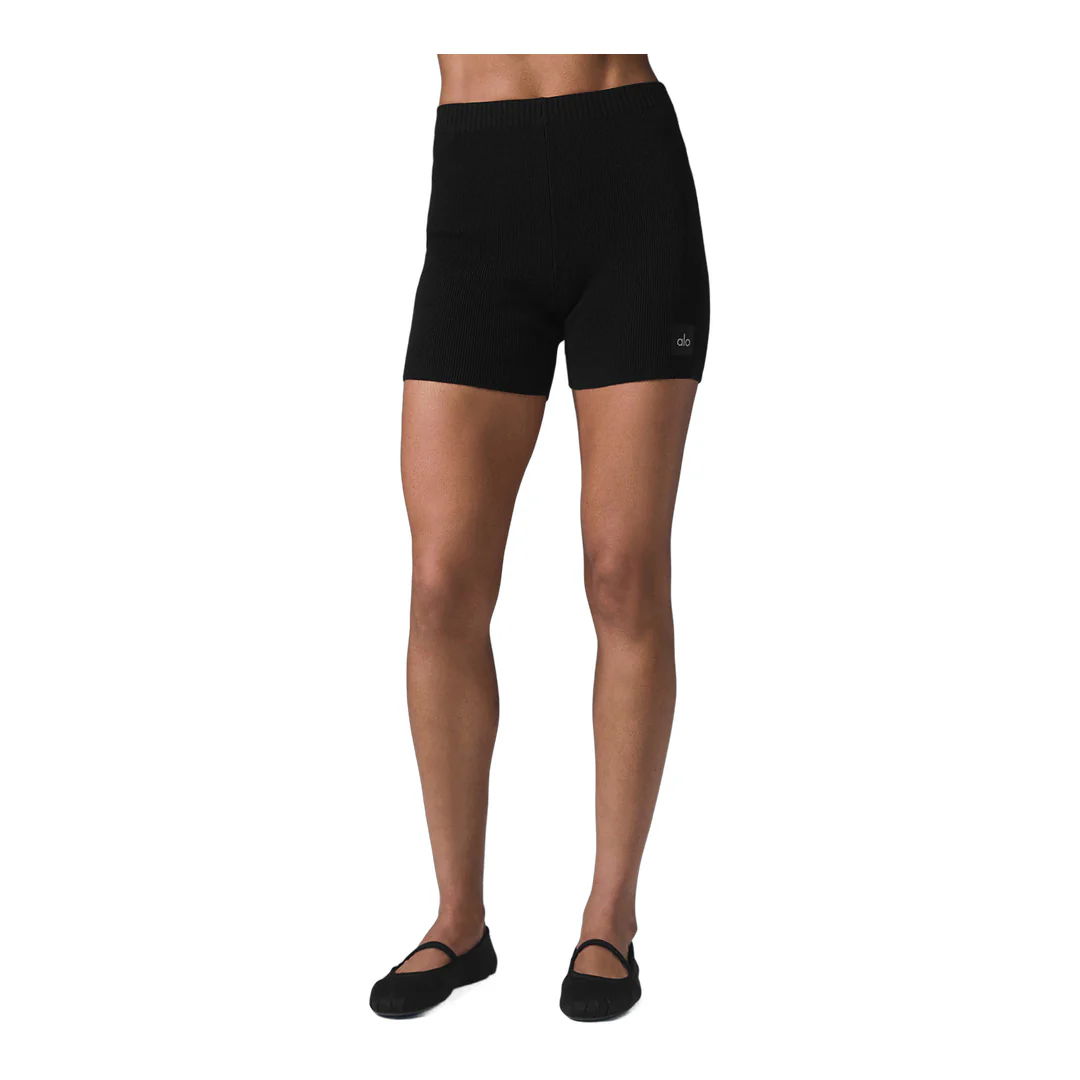 alo Scholar Knit High-Waist Short - Black