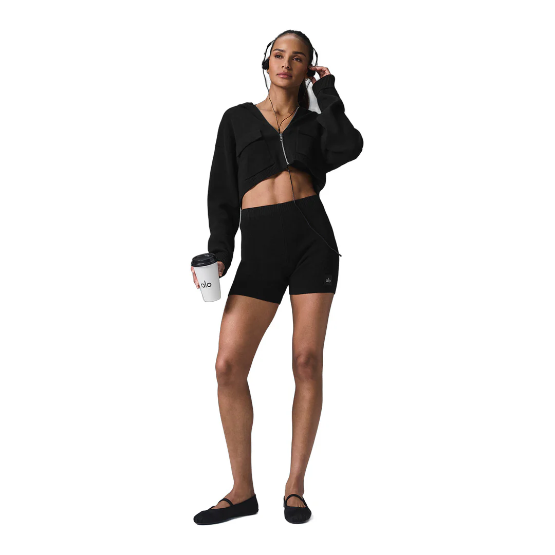 alo Scholar Knit High-Waist Short - Black - Image 3