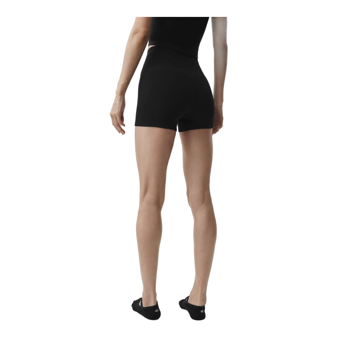 alo 4" Seamless Modal Ribbed High-Waist Short - Black - Image 4