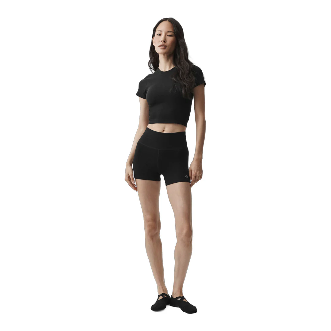 alo 4" Seamless Modal Ribbed High-Waist Short - Black - Image 5