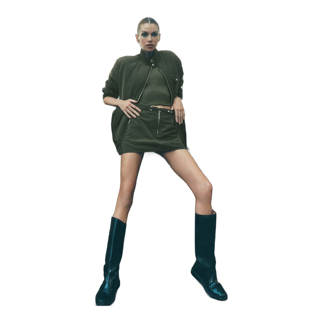 alo Work It Mini Skirt - Green Olive