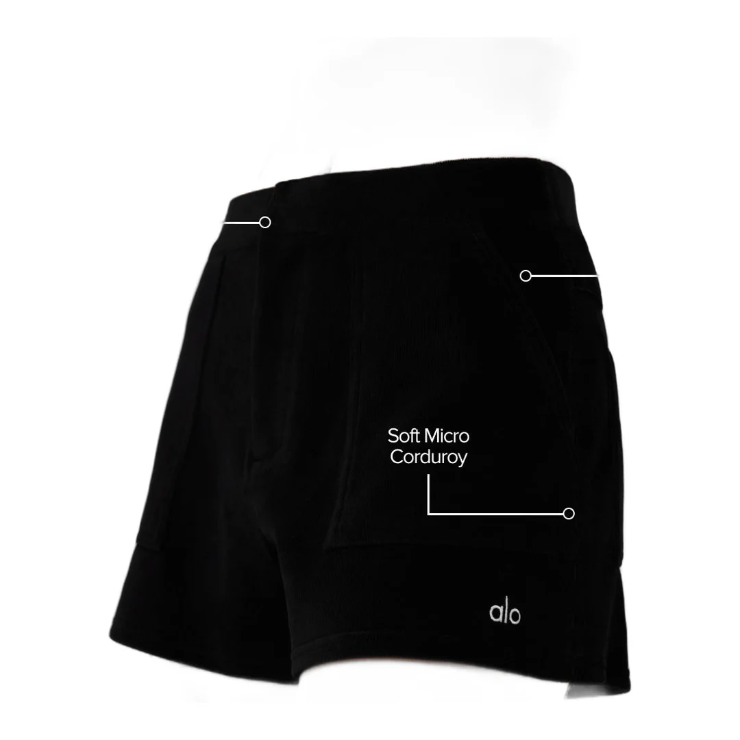 alo Micro Corduroy On Duty Short - Black - Image 2