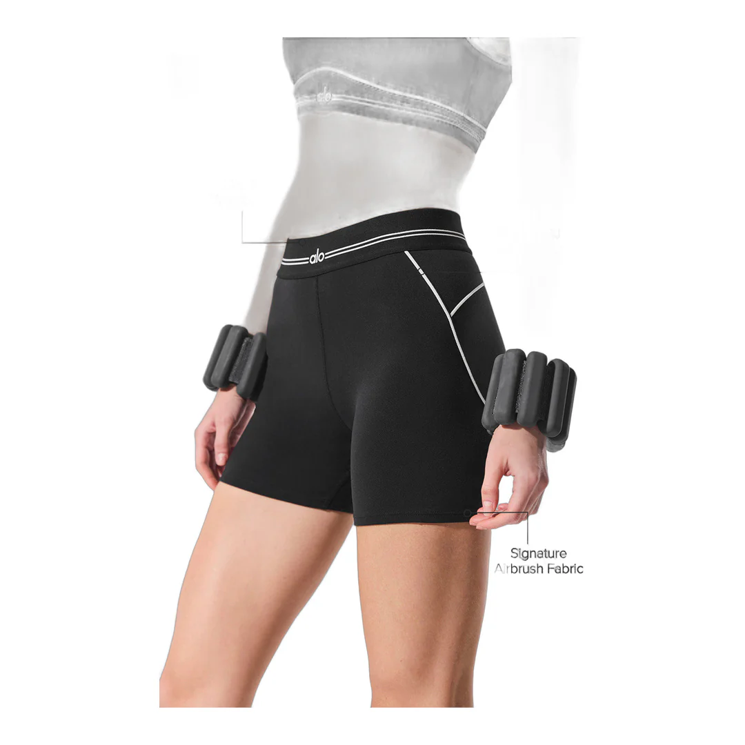 alo 4" Airbrush High-Waist Heart Throb Short - Black/White - Image 3