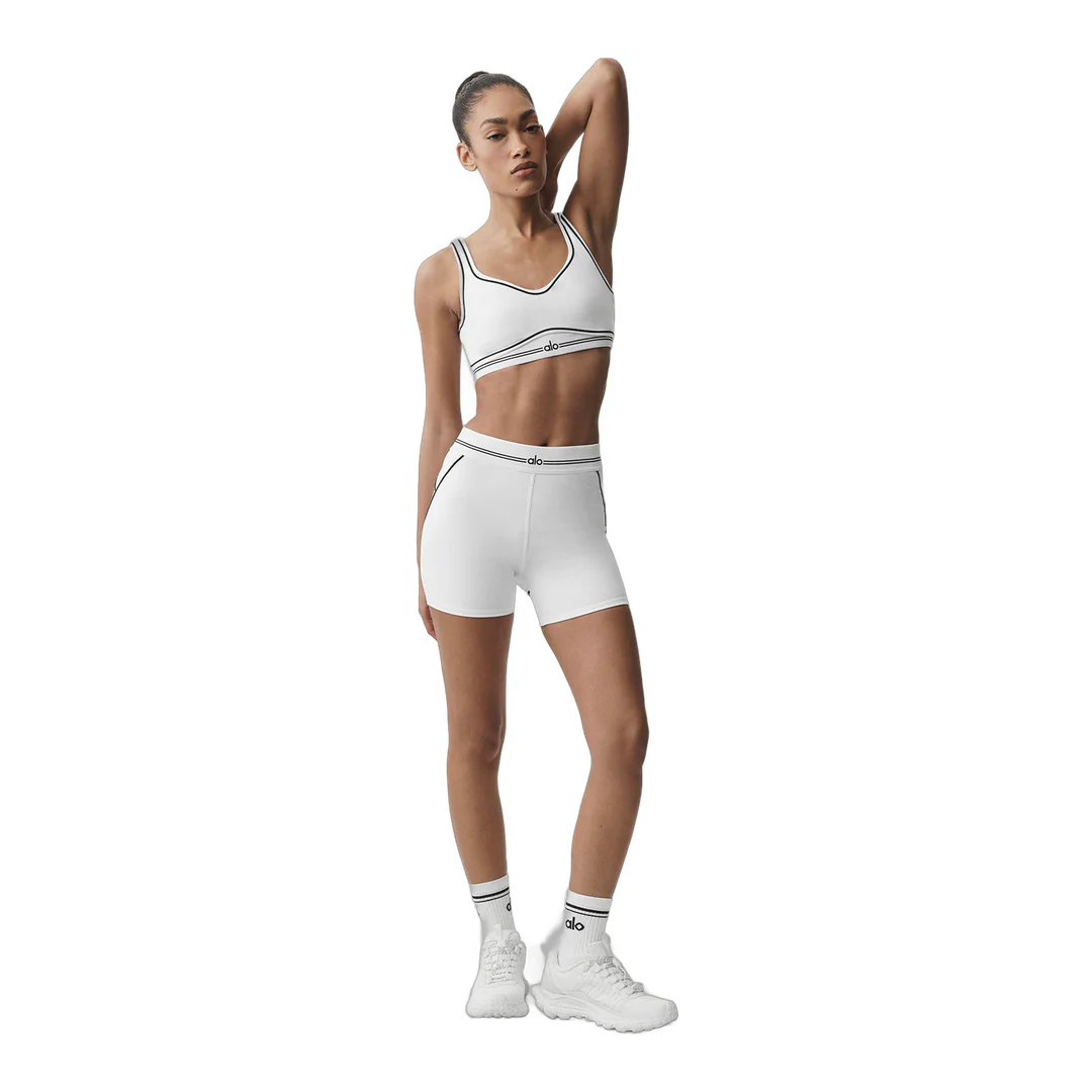 alo 4" Airbrush High-Waist Heart Throb Short - White/Black - Image 5