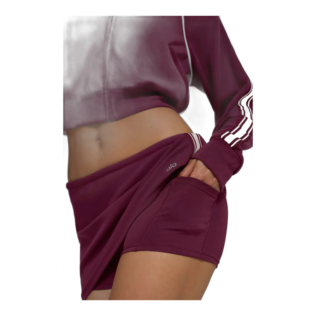 alo Track Star Mini Skirt - Burgundy - Image 5