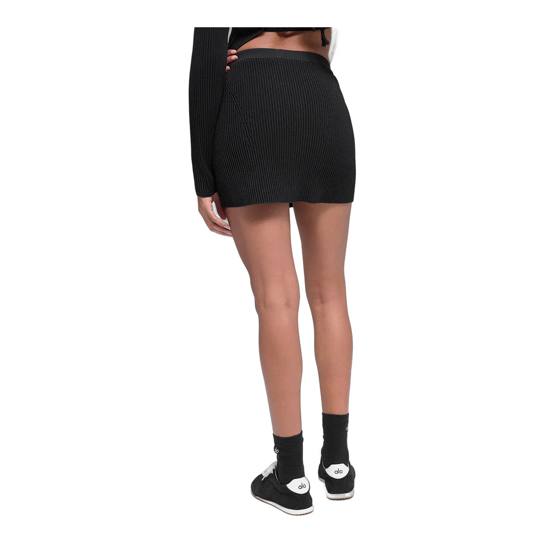alo Denim Knit High-Waist Skirt - Black/Anthracite - Image 3