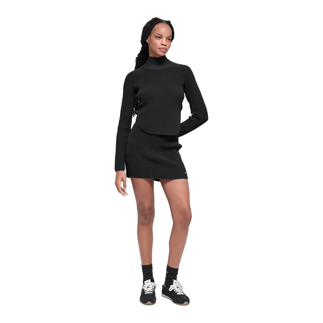 alo Denim Knit High-Waist Skirt - Black/Anthracite - Image 4