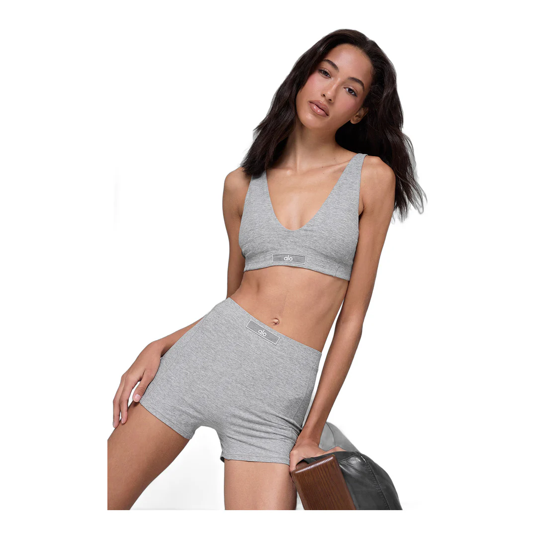 alo Alosoft Sincere Micro Short - Athletic Heather Grey - Image 3