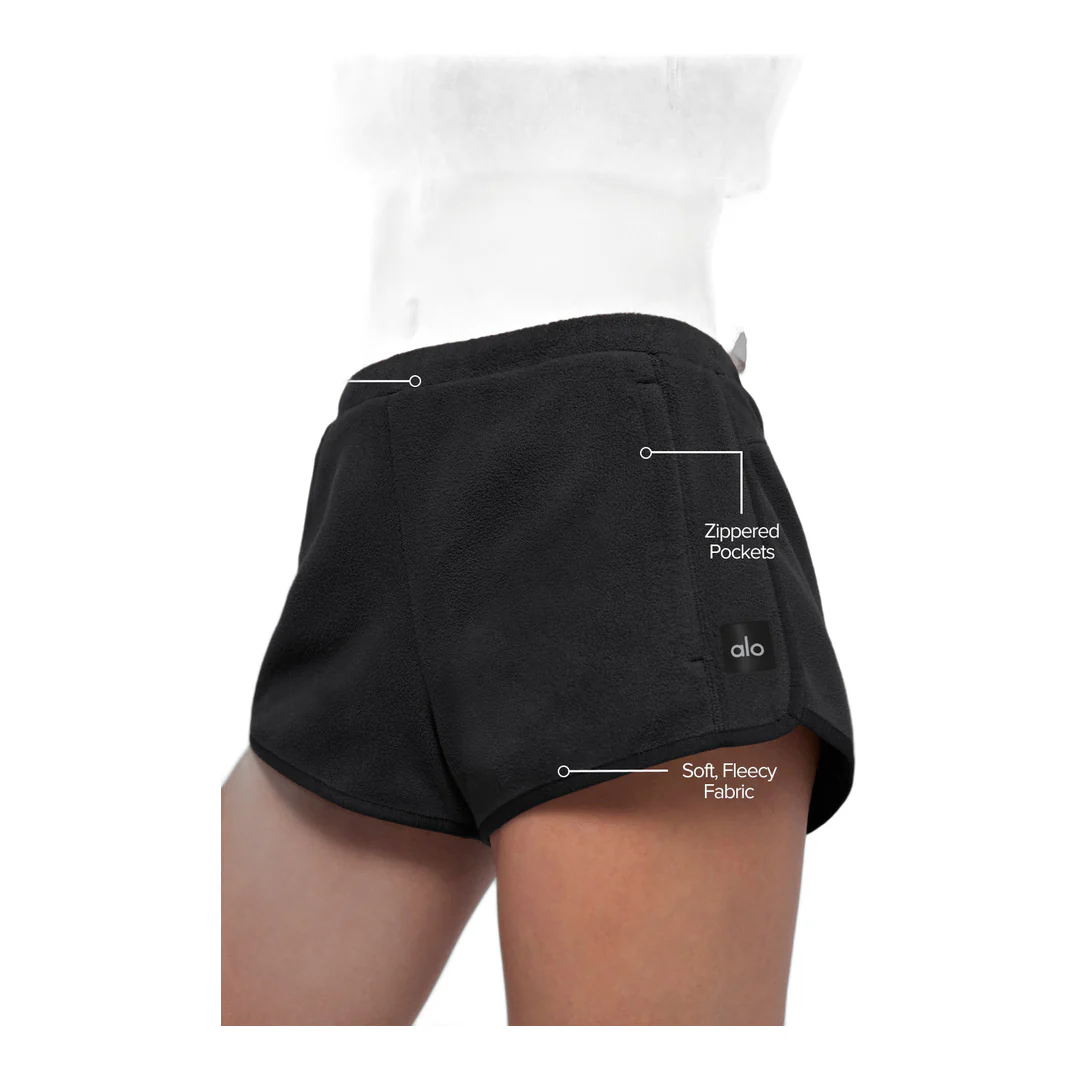 alo Polar Fleece Retreat Short - Black - Image 2