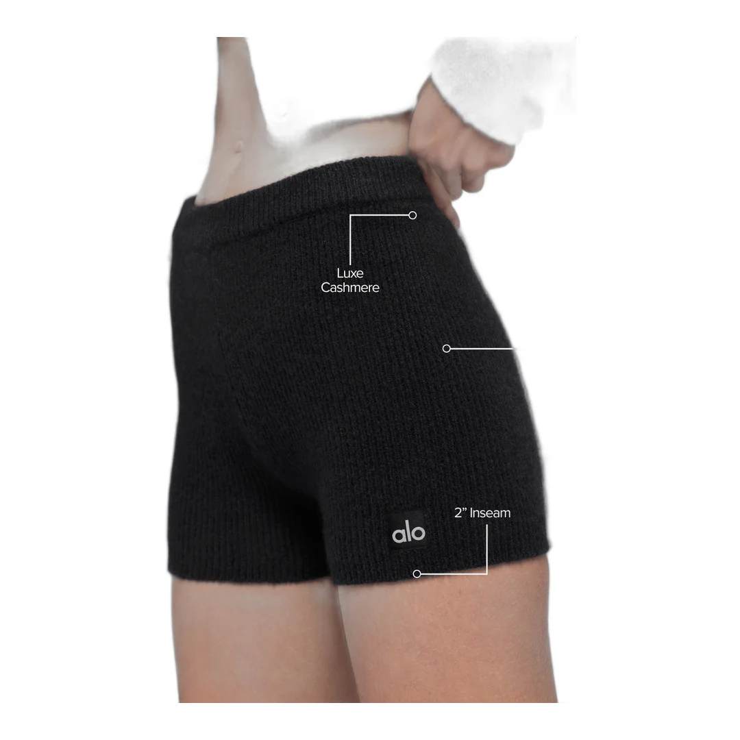 alo Wool Cashmere Ribbed Noble Short - Black - Image 2