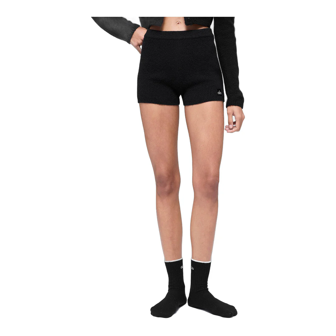 alo Wool Cashmere Ribbed Noble Short - Black - Image 3