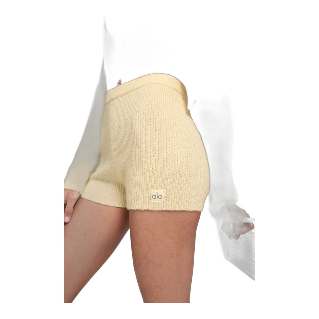 alo Wool Cashmere Ribbed Noble Short - Candlelight Yellow - Image 2