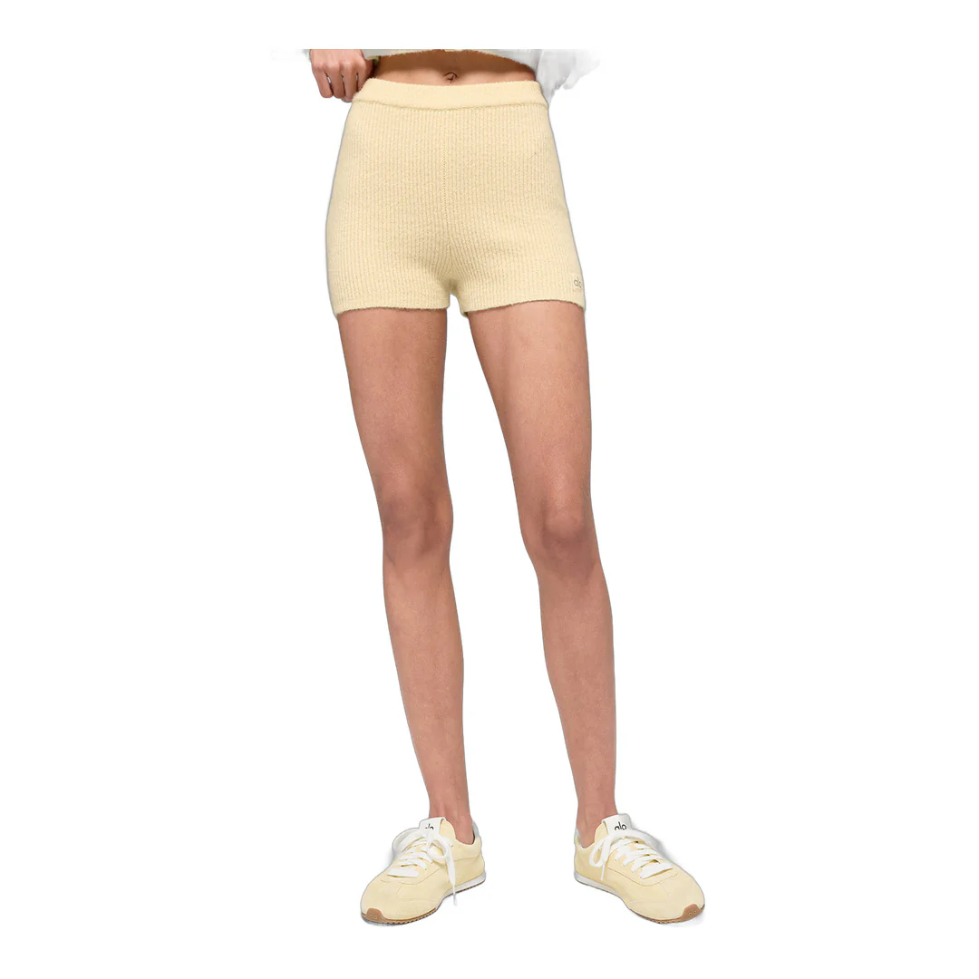alo Wool Cashmere Ribbed Noble Short - Candlelight Yellow - Image 3