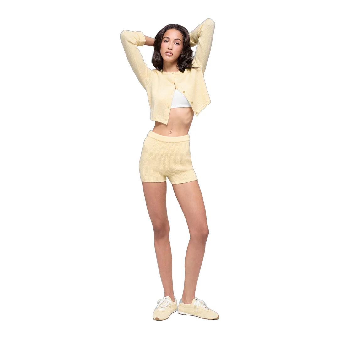 alo Wool Cashmere Ribbed Noble Short - Candlelight Yellow - Image 6