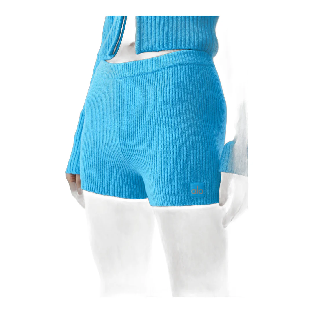 alo Wool Cashmere Ribbed Noble Short - Azure Blue - Image 3