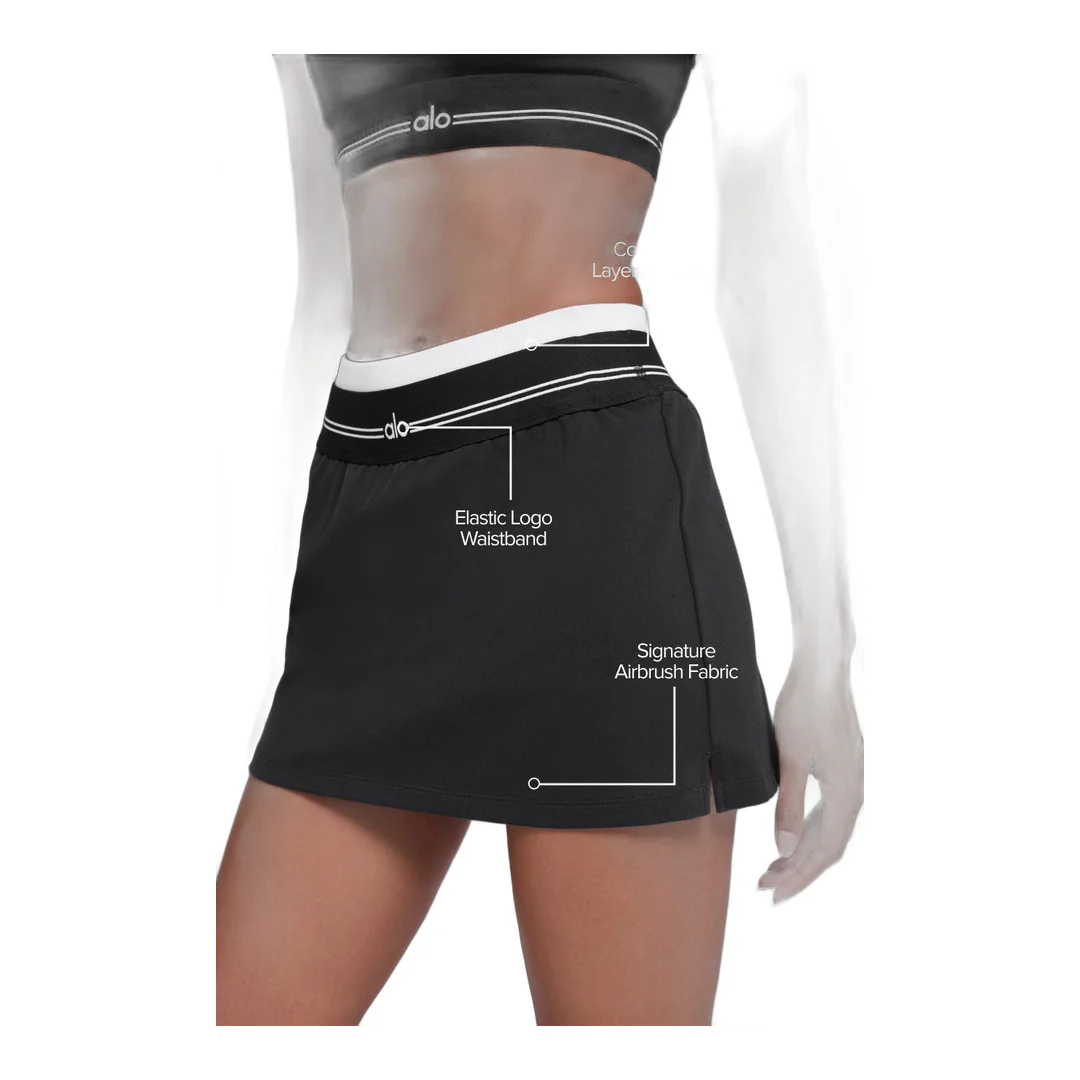 alo Airbrush Better Together Tennis Skirt - Black/White - Image 2