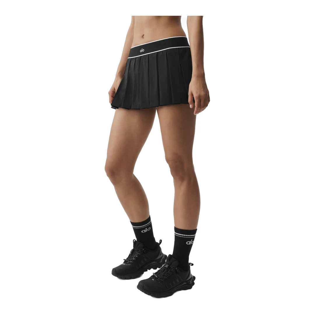 alo Low-Rise Amp It Up Tennis Skirt - Black