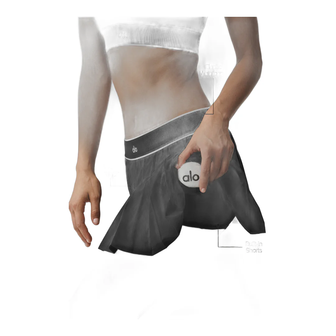 alo Low-Rise Amp It Up Tennis Skirt - Black - Image 2