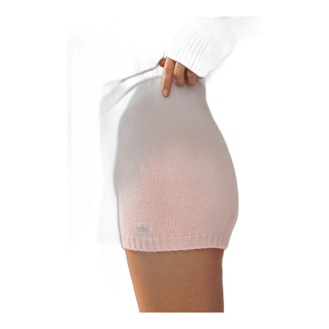 alo Cashmere High-Waist Embrace Short - Frosted Pink - Image 2