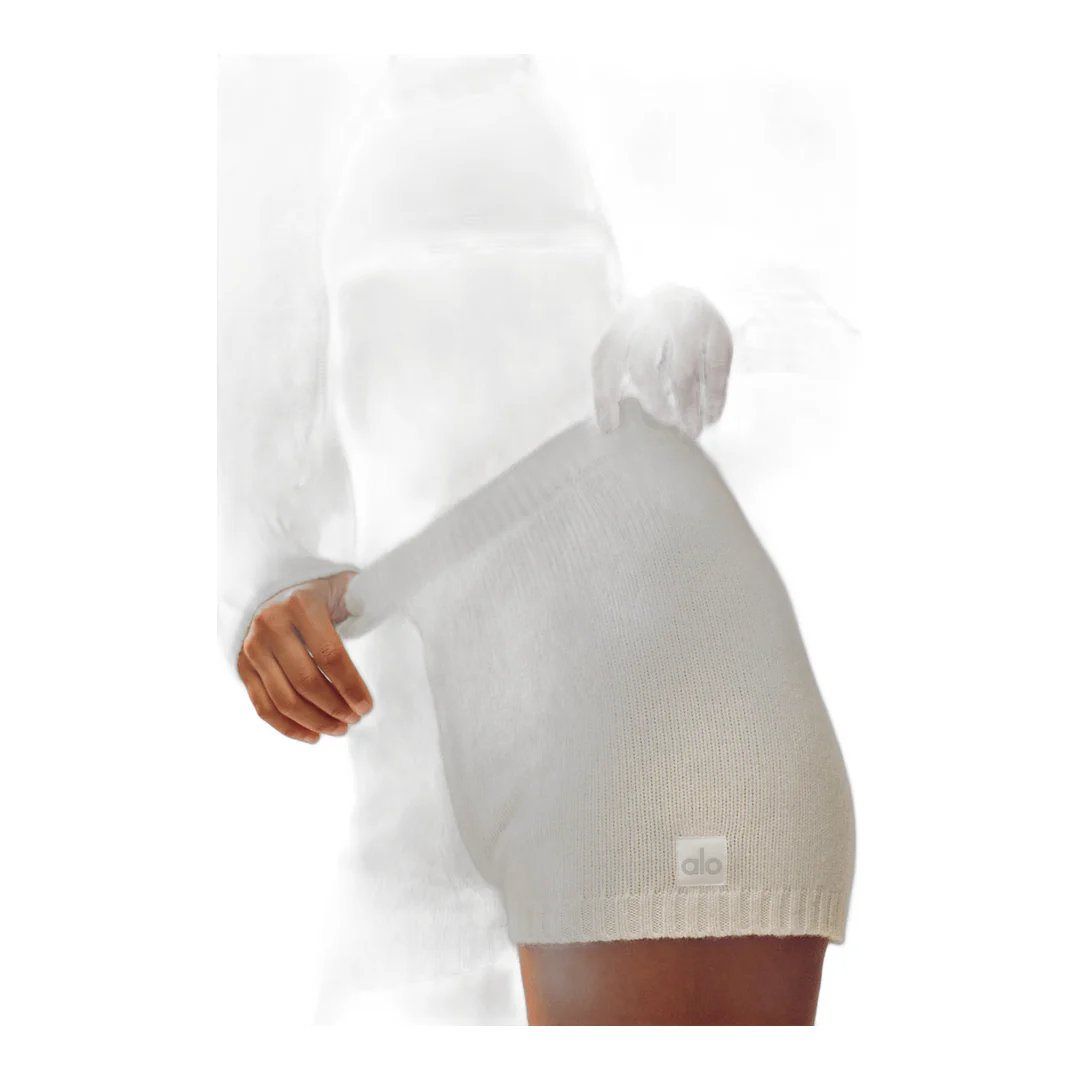 alo Cashmere High-Waist Embrace Short - Ivory - Image 2