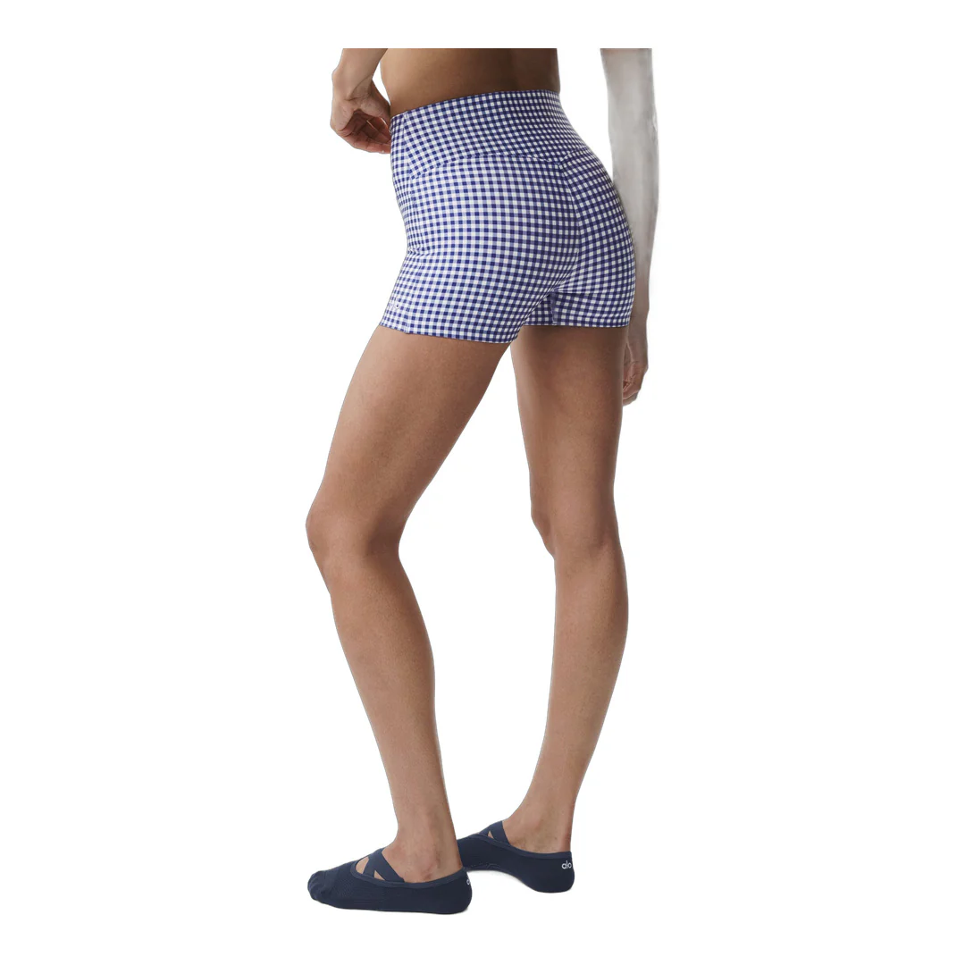 alo 3" Airlift Gingham High-Waist Sleek Short - Navy Gingham - Image 2