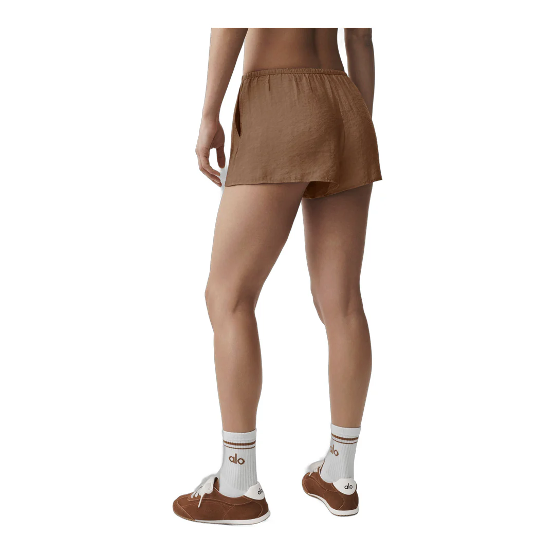alo Semi-Sheer Golden Hour Mid-Rise Short - Sun Kissed Brown - Image 2