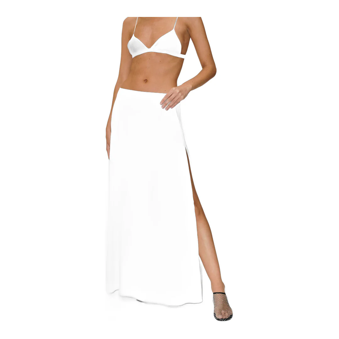 alo Silk Blend Low-Rise Radiance Long Skirt - White - Image 4