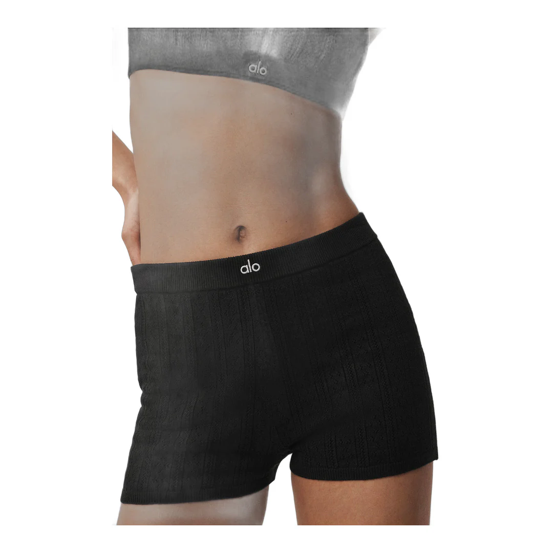 alo Pointelle Sweater Be Mine Hot Short - Black - Image 3