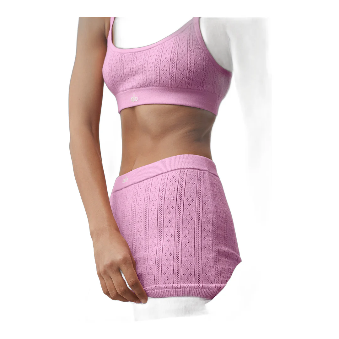 alo Pointelle Sweater Be Mine Hot Short - Candy Heart Pink - Image 2
