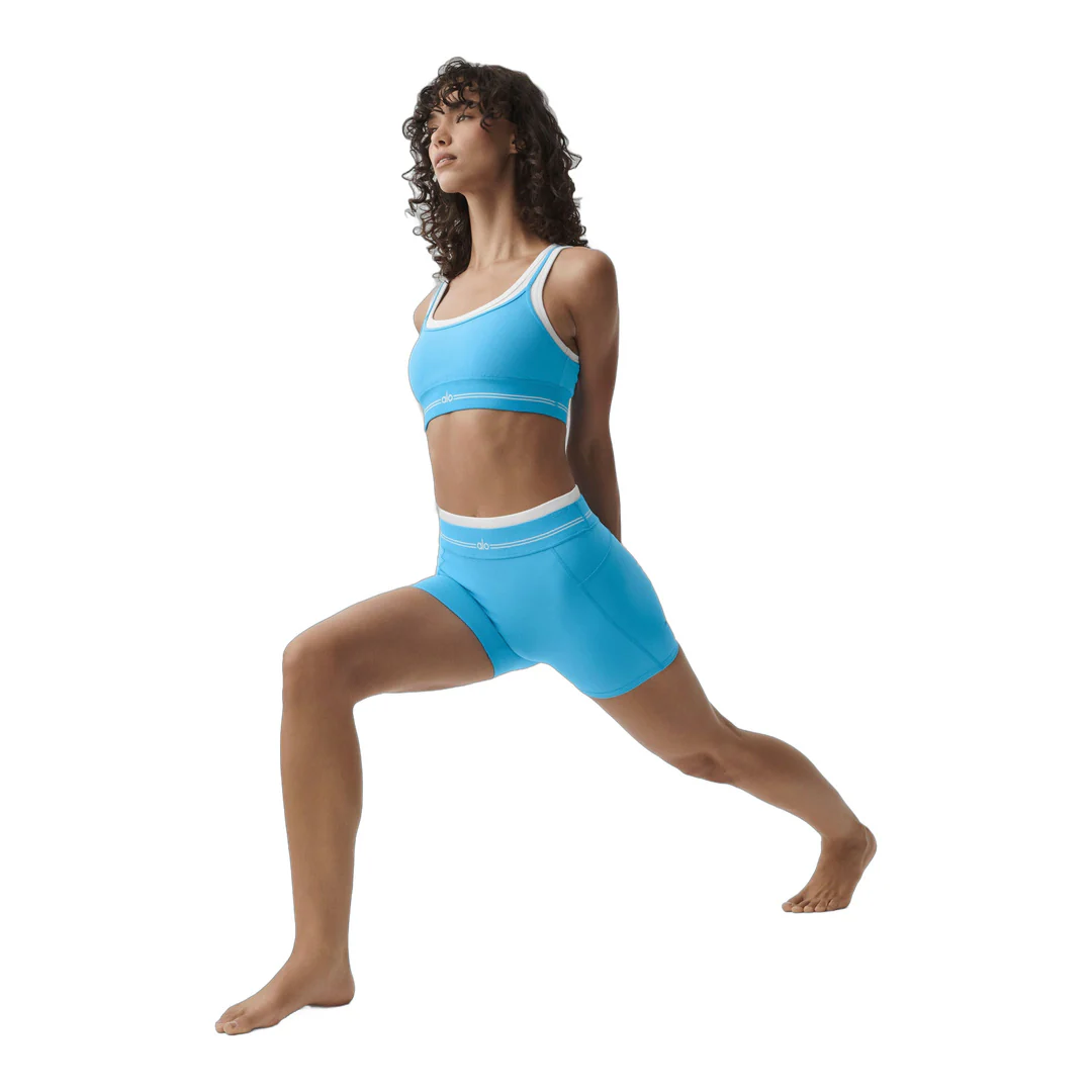 alo Airbrush High-Waist Better Together Short - Azure Blue/White - Image 3